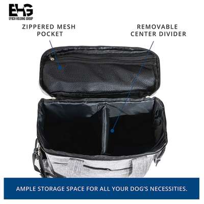 Dog Travel Bag - Airline Approved Travel Set for Dogs Stores All Your Dog Accessories - Includes Travel Bag, 2X Food Storage